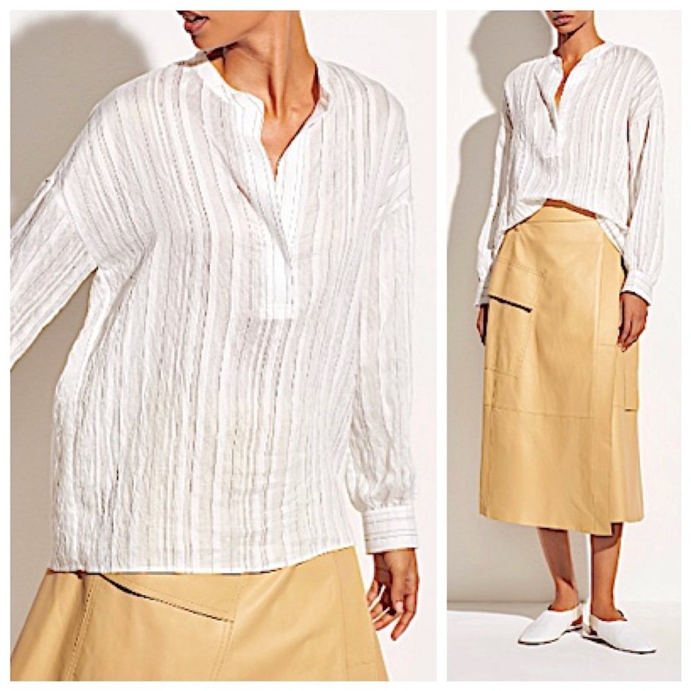 Vince Drape Striped Pullover Blouse Size S